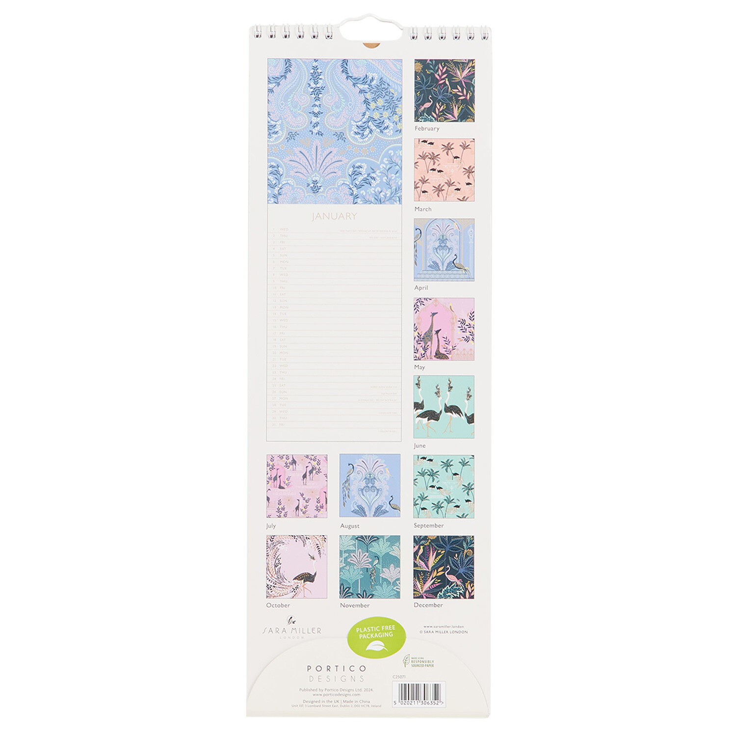Sara Miller 2025 Slim Calendar Multicolour Image 2