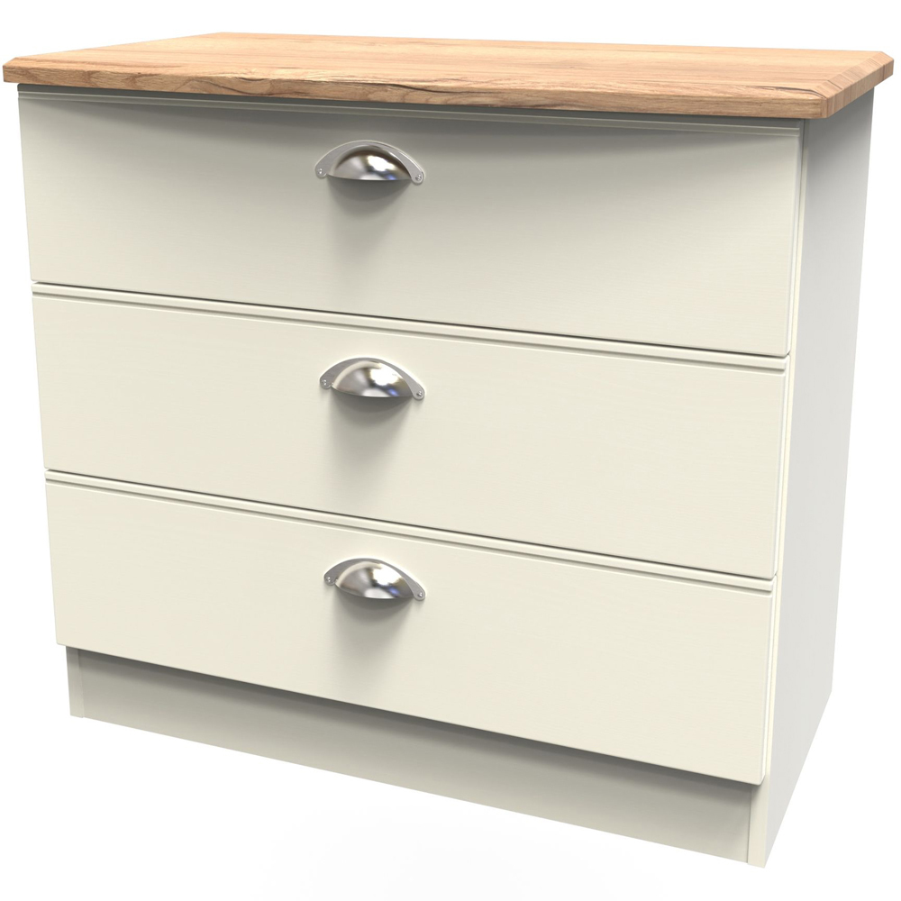Crowndale Victoria 3 Drawer Cream Ash and Oak Chest of Drawer Image 4
