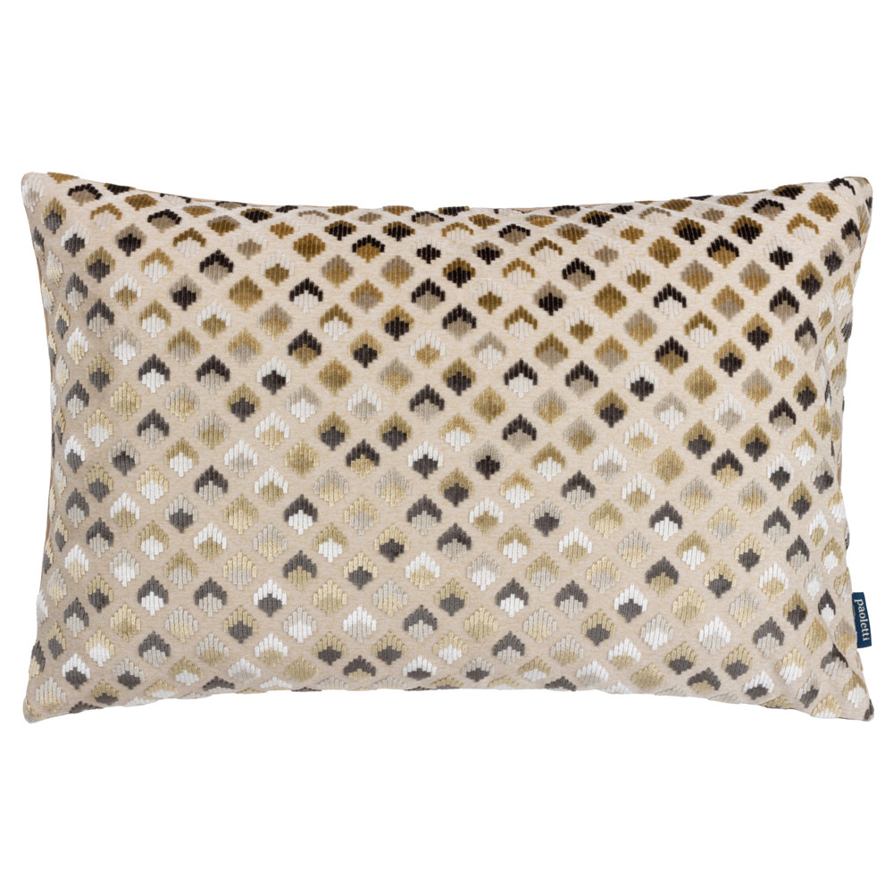 Paoletti Lexington Warm Taupe Velvet Jacquard Cushion Image 1