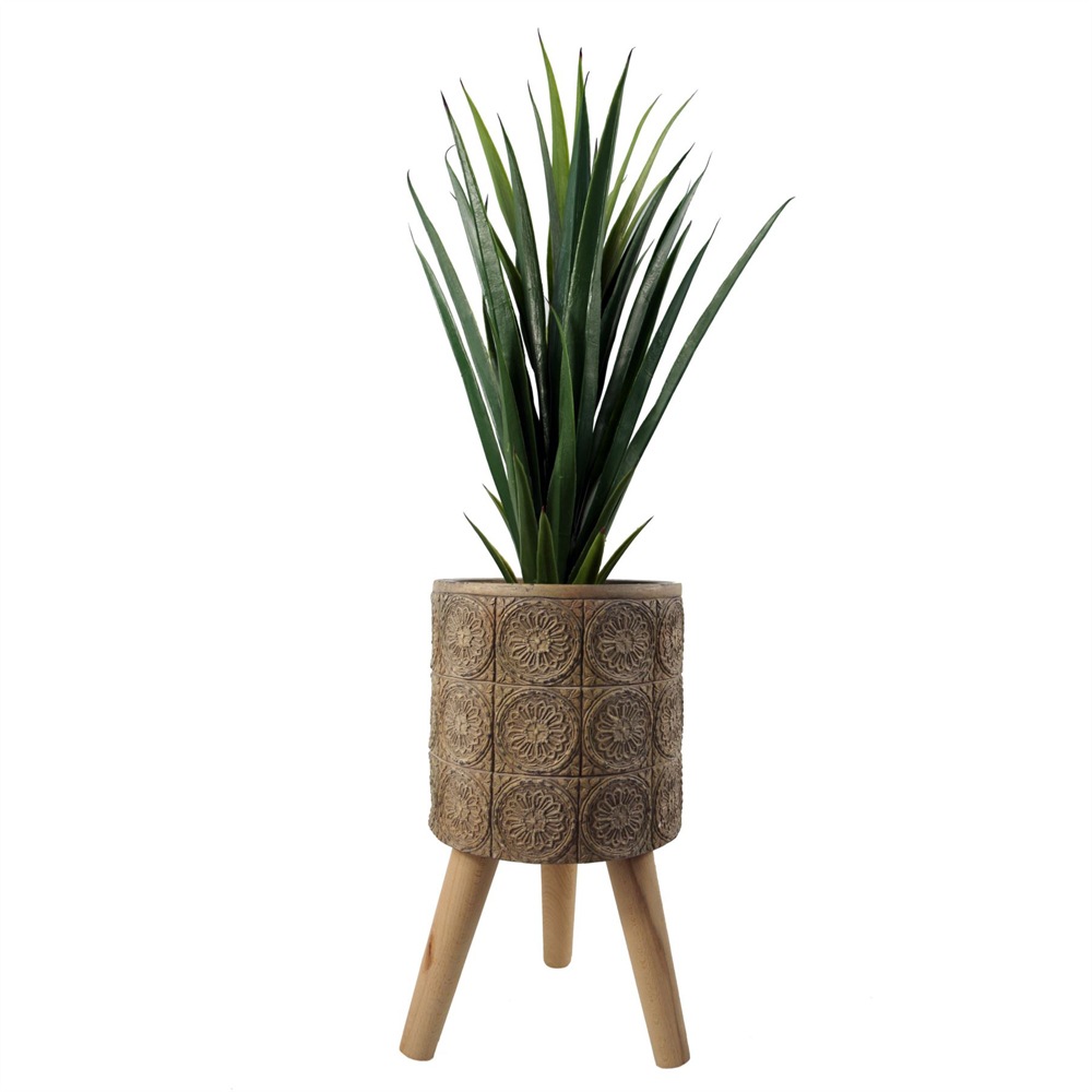 Leaf Zandi Flowers Fibreglass Composite Indoor Planter with Legs 40 x 21.5cm Image 3