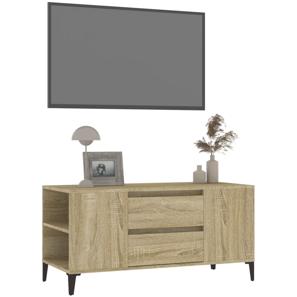 vidaXL 2 Drawer 4 Shelf Sonoma Oak TV Cabinet Image 4