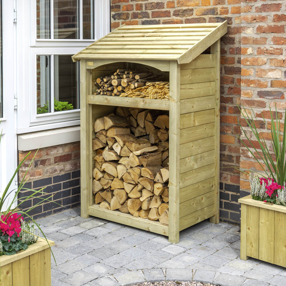Rowlinson Single Timber Wood Premium Heritage Log Store Image 2