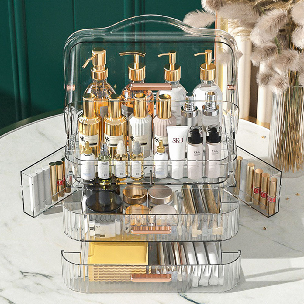 Living and Home 2 Drawer Clear Portable Cosmetic Organiser Image 5