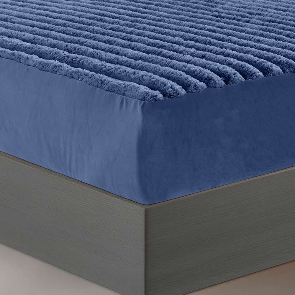 Velosso Single Navy Jumbo Cord Fitted Bed Sheet Image 3