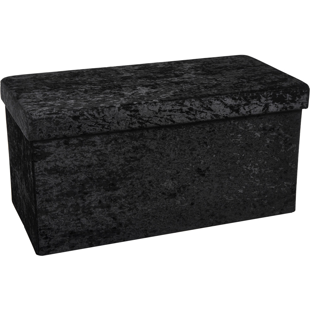 Black Brushed Velvet Storage Trunk Image 2