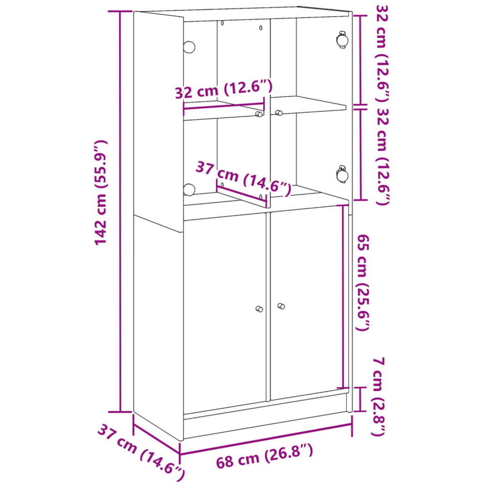 vidaXL 4 Door Old Wood Glass Highboard Image 9