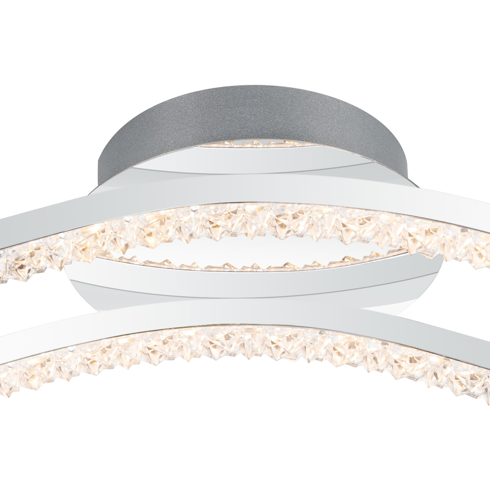 Cosylyte Kenworth 2 Light Chrome Wavy Beaded LED Ceiling Light Image 5