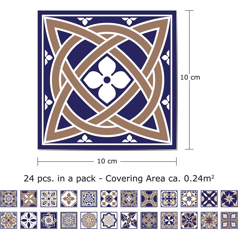 Walplus Royal Blue Self Adhesive Tile Sticker 24 Pack Image 5