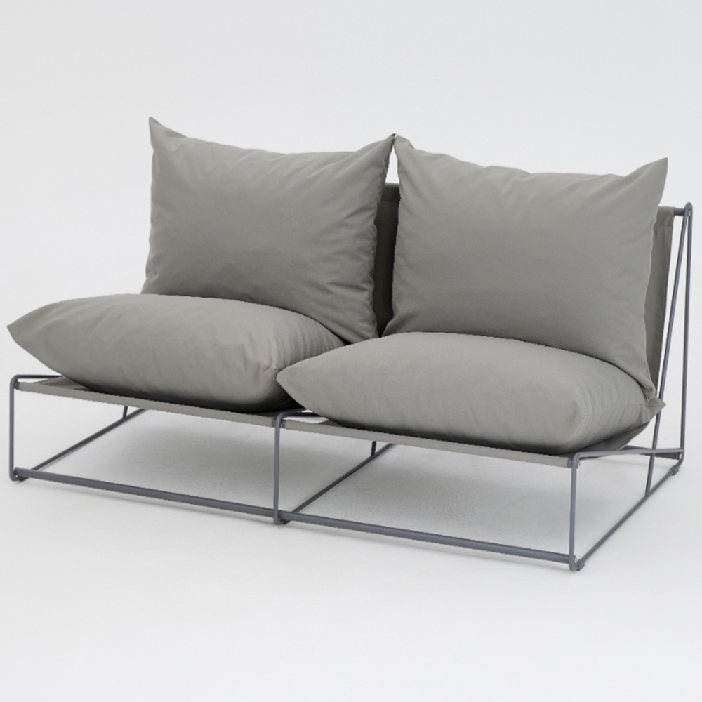 Home Detail Marina 2 Seater Grey Steel Garden Sofa with Cushions Image 2