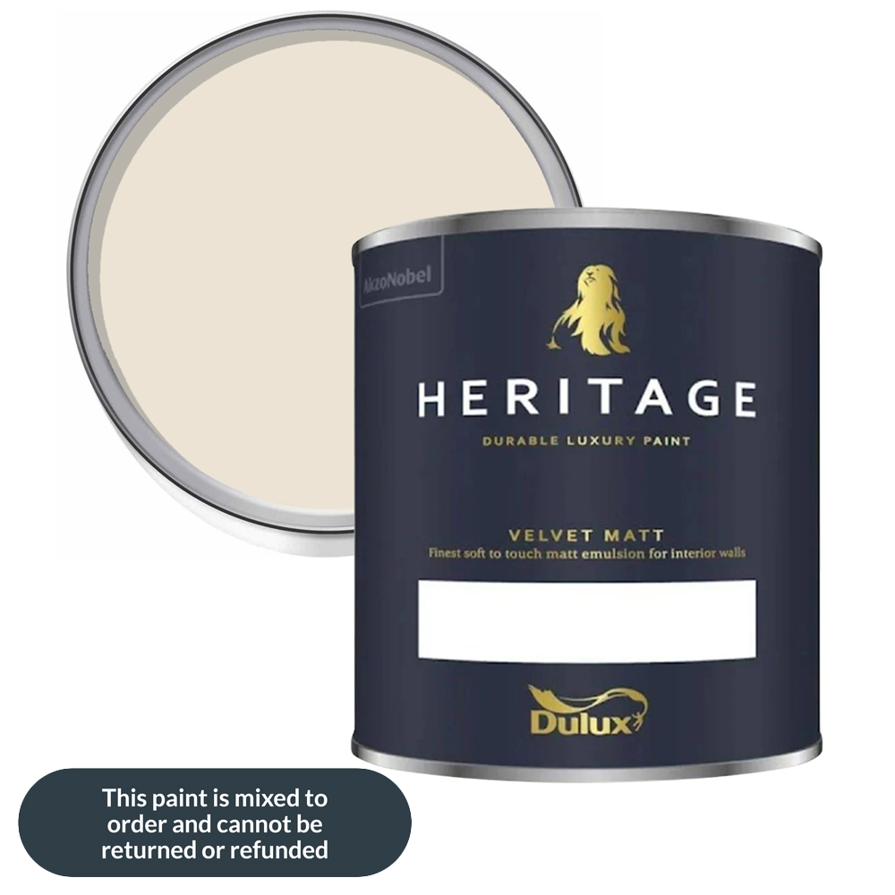Dulux Heritage Walls and Ceilings Candle Cream Velvet Matt Emulsion Paint 1L Image 1