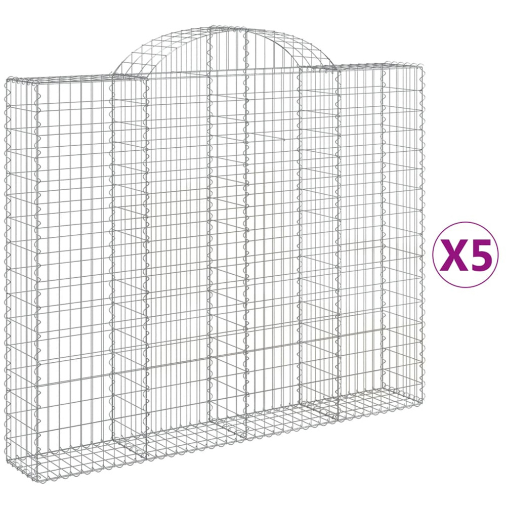 vidaXL Silver Galvanised Iron Gabion Basket 200 x 30 x 160/180cm 5 Pack Image 4
