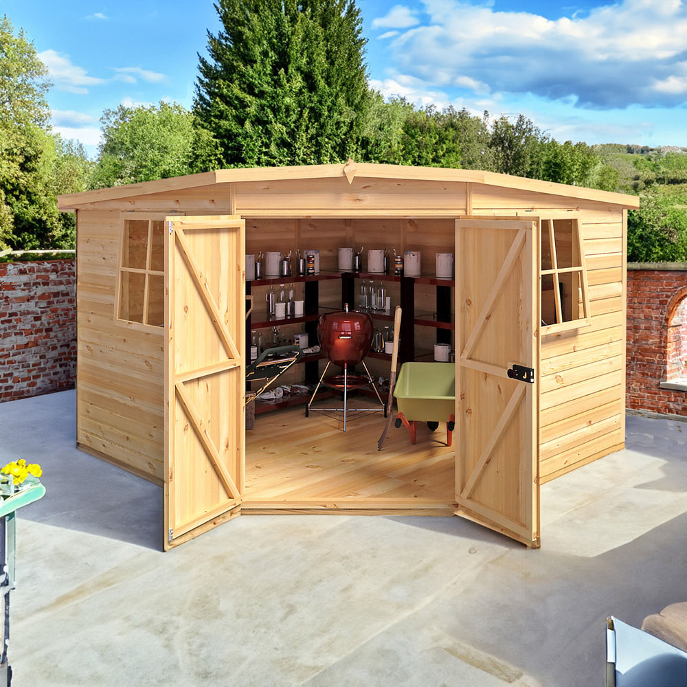 Shire 10 x 10ft Double Door Shiplap Corner Shed Image 6