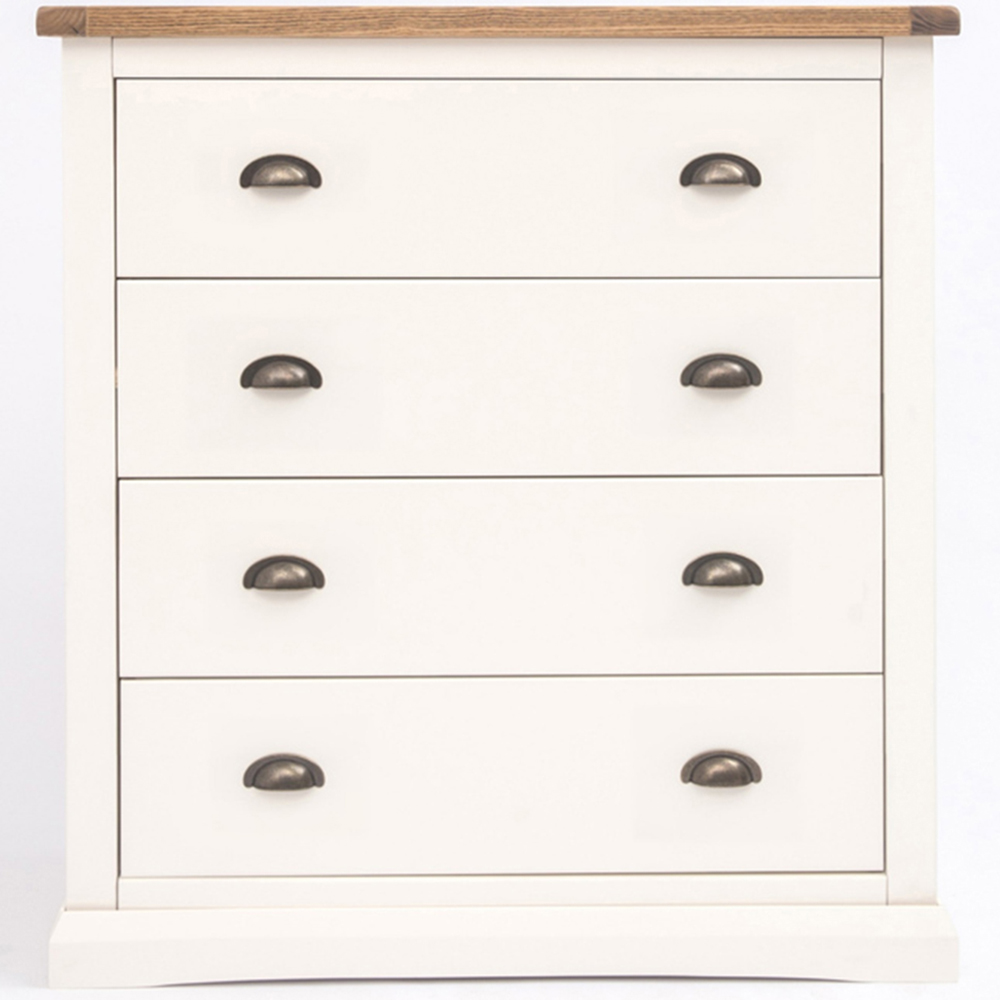 Cosenza 4 Drawer Off White Chest of Drawers with Brass Cup Handles Image 2