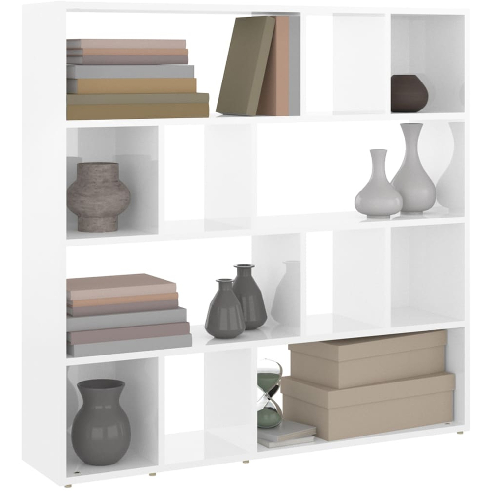 vidaXL 12 Shelf White High Gloss Bookcase Image 3