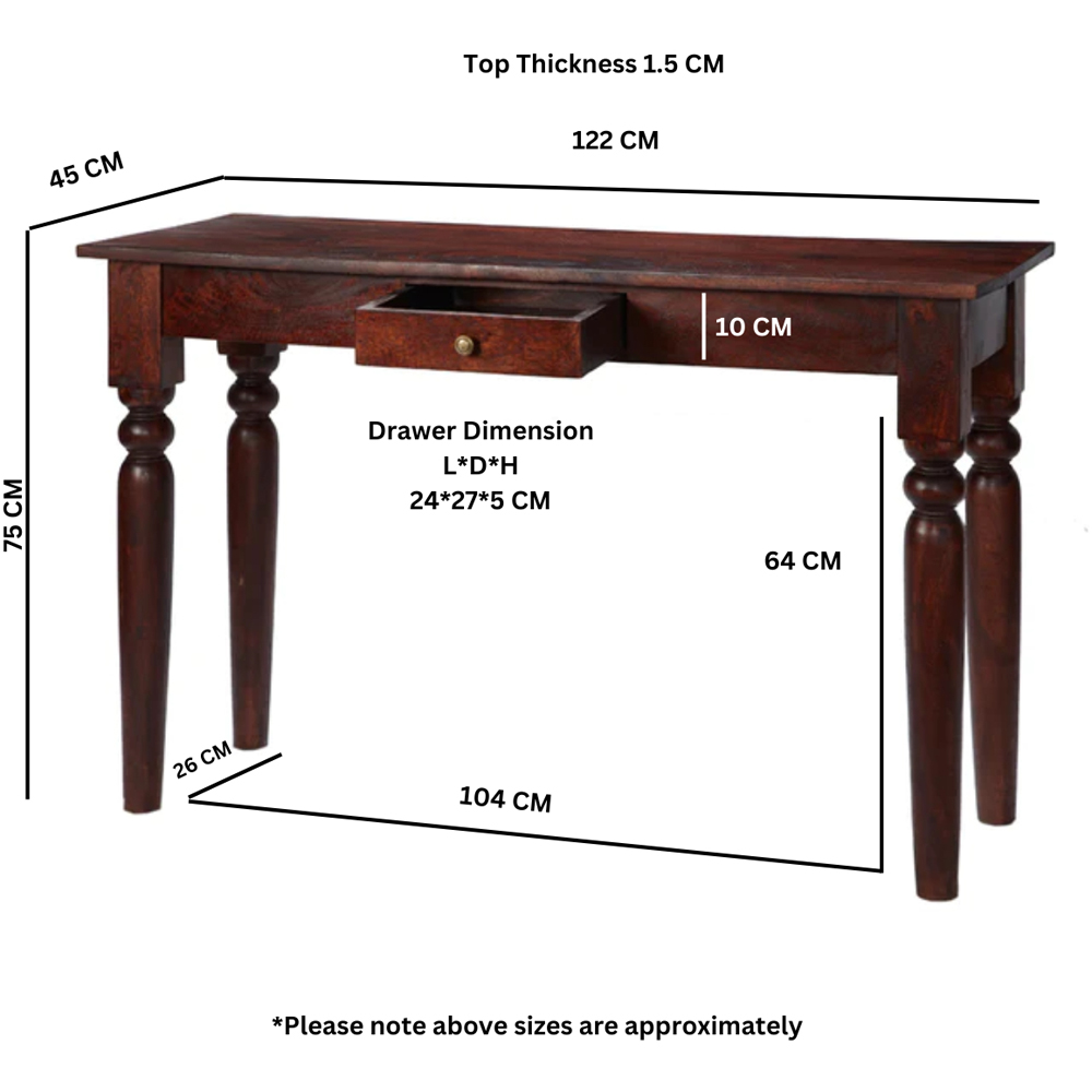 Brooklyn Esma Single Drawer Dark Mango Console Table Image 6