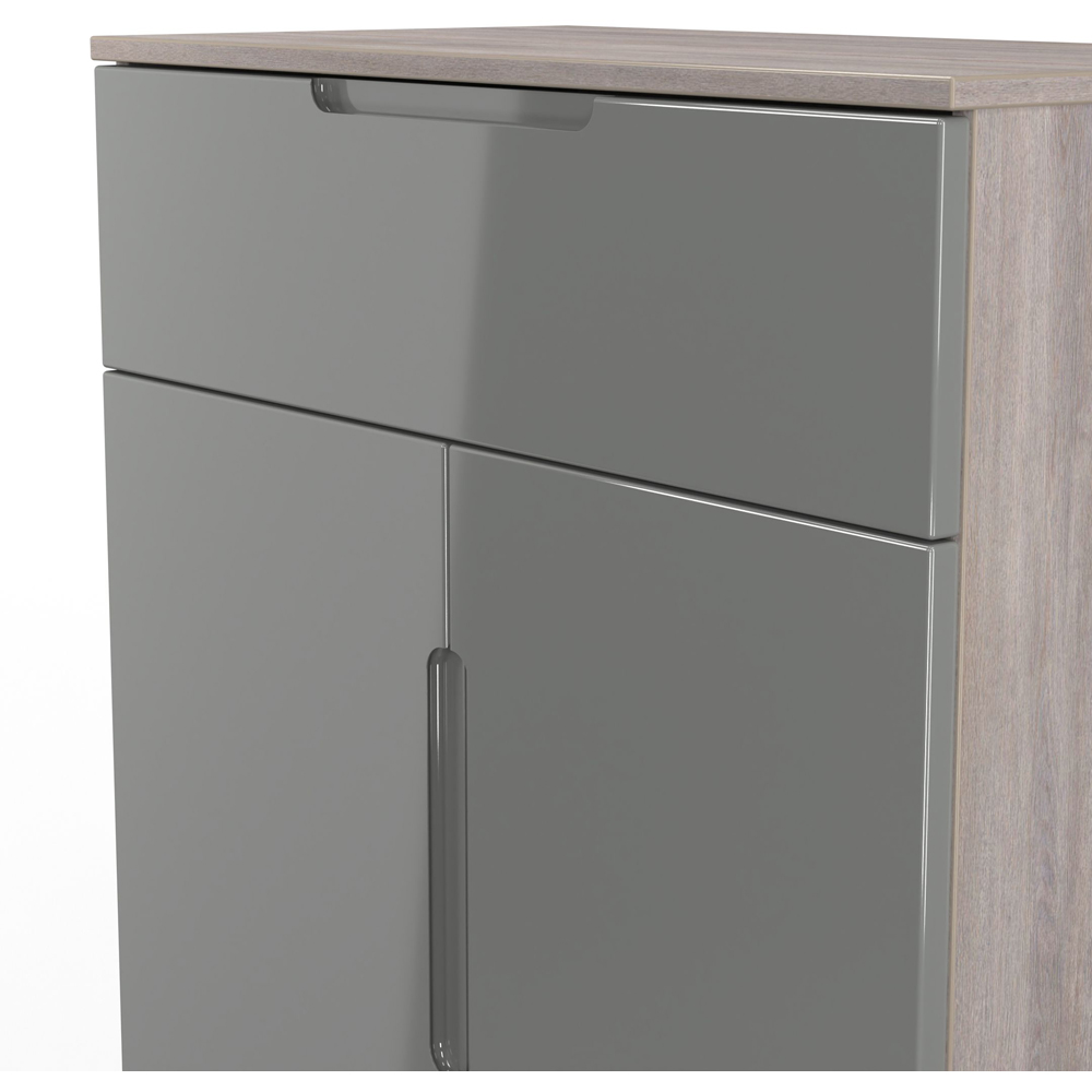 Crowndale Milan 2 Door Single Drawer Grey Gloss and Grey Oak Sideboard Ready Assembled Image 4