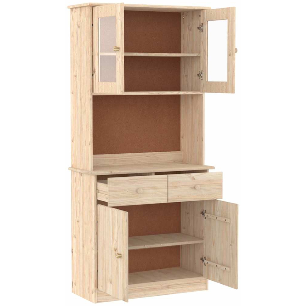 vidaXL 4 Door 2 Drawer Single Shelf Solid Pine Wood Highboard Image 4