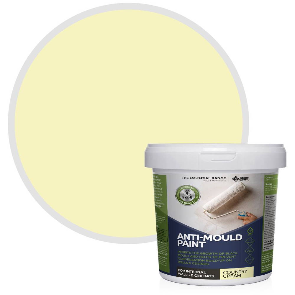 StoneCare4U Essential Walls & Ceilings Country Cream Matt Anti Mould Paint 2.5L Image 1