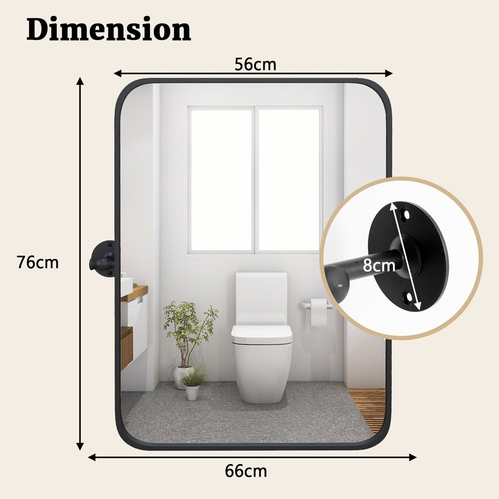 Costway Rectangle Black Metal Framed Pivot Wall Mounted Mirror Image 8