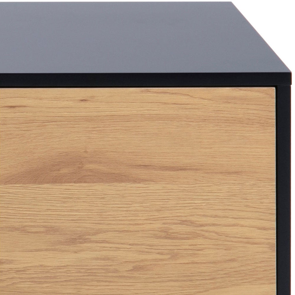 Florence Seaford 2 Door Single Drawer Single Shelf Black and Oak TV Unit Image 7