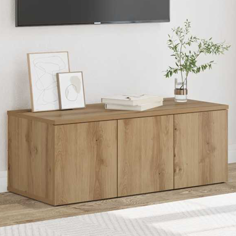 vidaXL 3 Drawer Artisan Oak Small TV Cabinet Image 1
