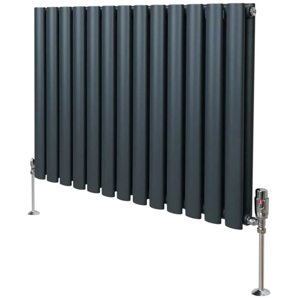Monster Shop 3489BTU Anthracite Grey Oval Column Radiator and Valves 1600 x 780mm Image 3