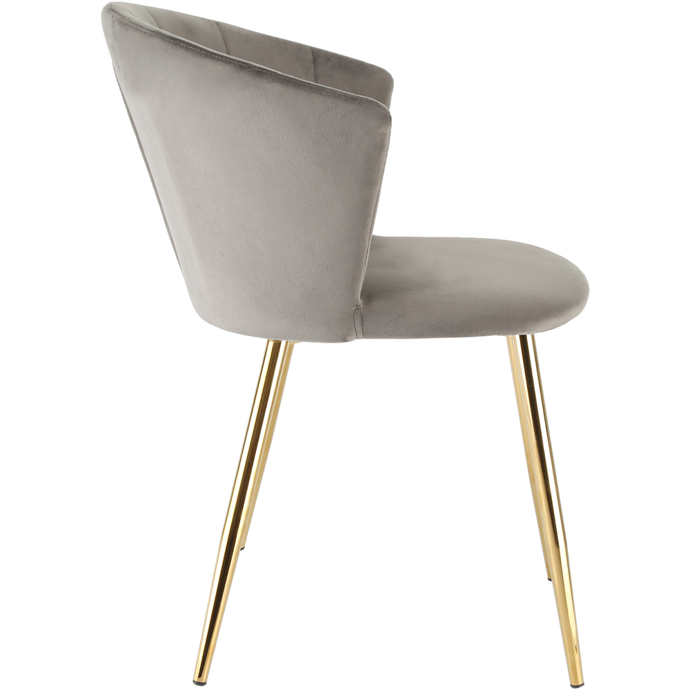 Home Garden Direct Mill Set of 2 Grey Velvet Dining Chairs with Golden Legs Image 4