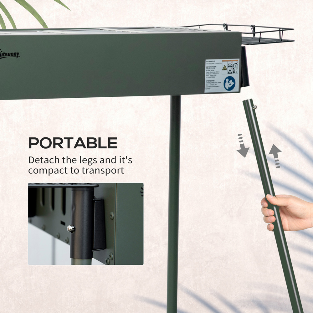 Outsunny Green Portable Charcoal BBQ Grill Image 7