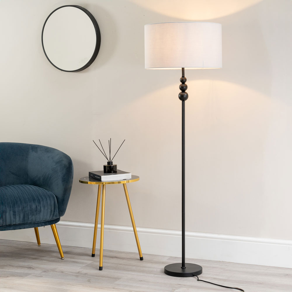 ValueLights Marissa Grey Shade Black Ball LED Floor Lamp Image 2
