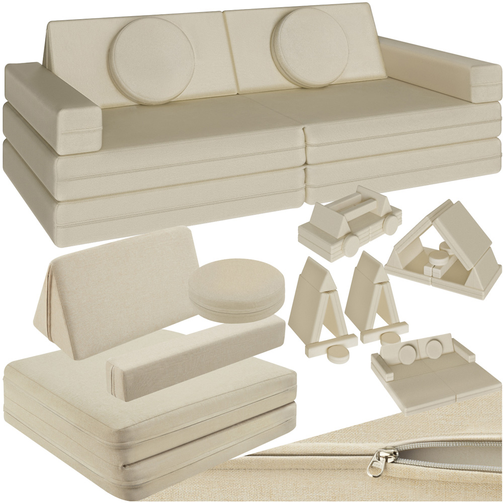 tectake Lilly Beige 8 Piece Thick Padding Kids Sofa Image 2