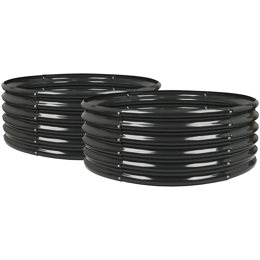 Harbour Housewares Anthracite Round Raised Garden Bed 120 x 45cm 2 Pack Image 1