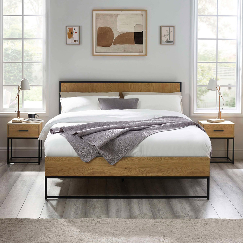 Julian Bowen Harlow Double Oak and Black Bed Frame Image 8