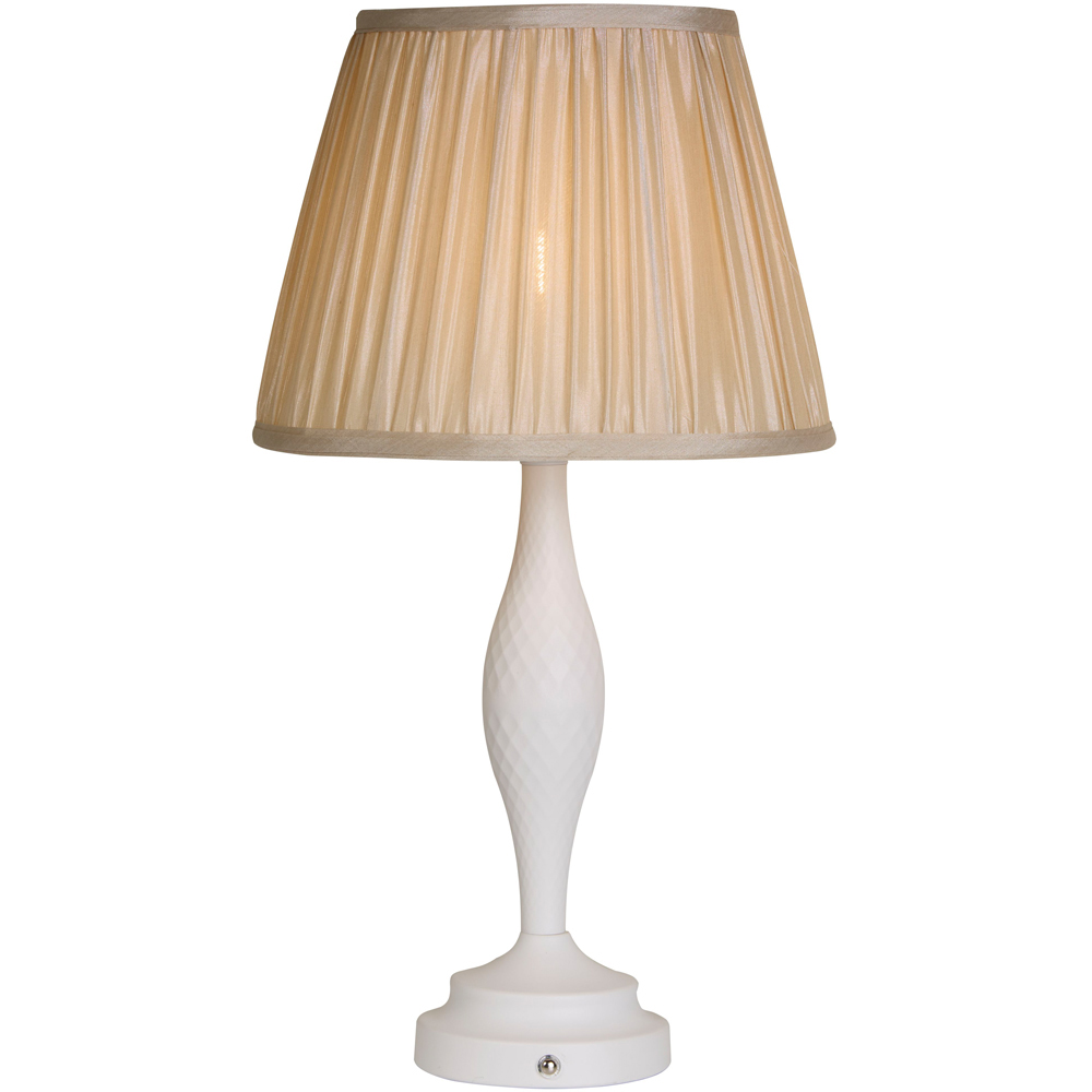 Lighting Collection Spindle White Rechargeable LED Table Lamp Image 3