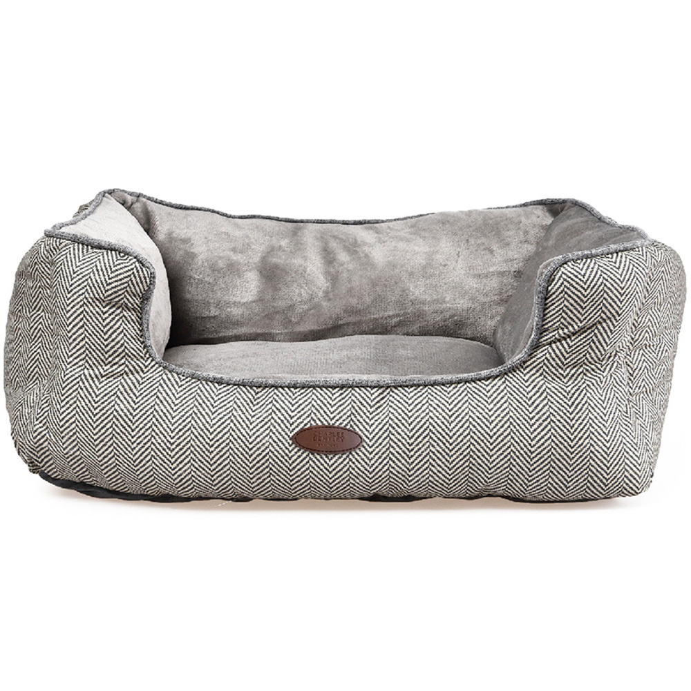 Charles Bentley Medium Grey Plush Soft Pet Bed Image 1