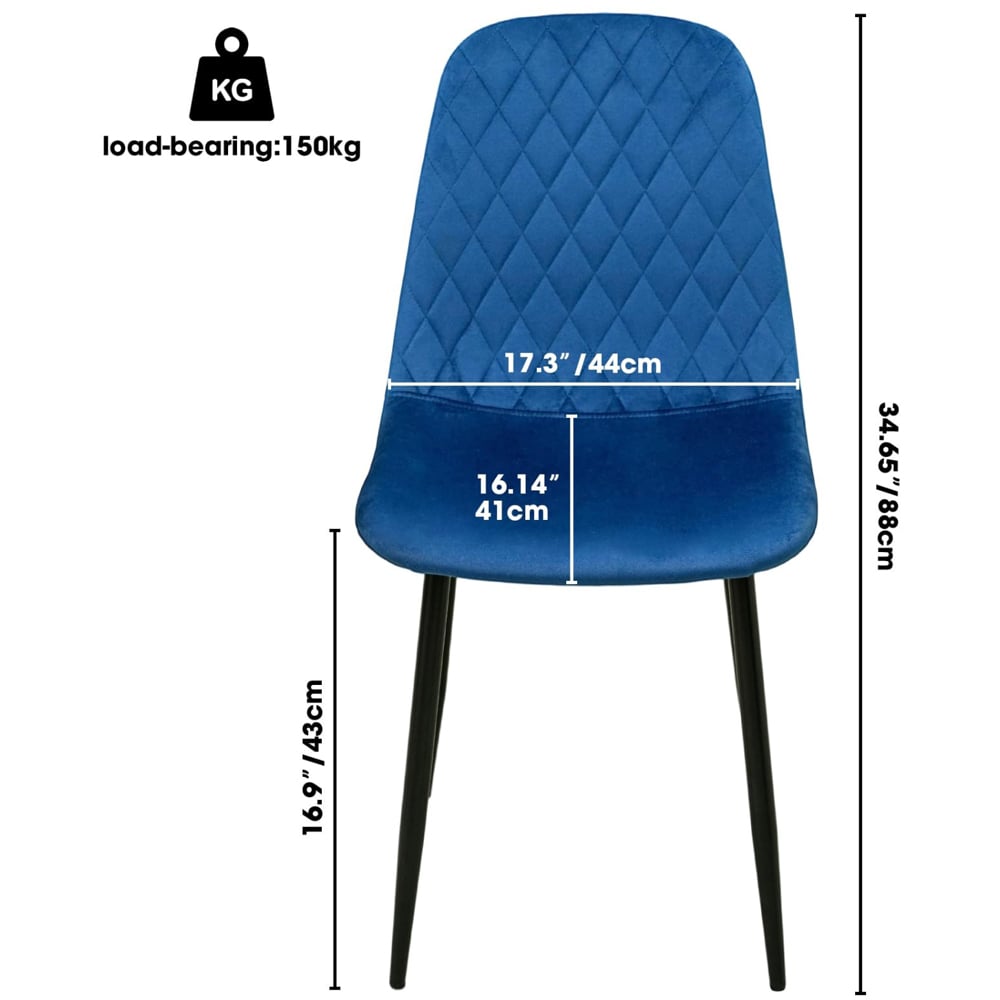 Alivio Set of 4 Blue Velvet Dining Chair Image 9
