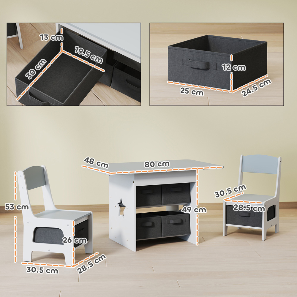 AIYAPLAY 6 Drawer Light Grey Kids Table and Chair Set Image 9