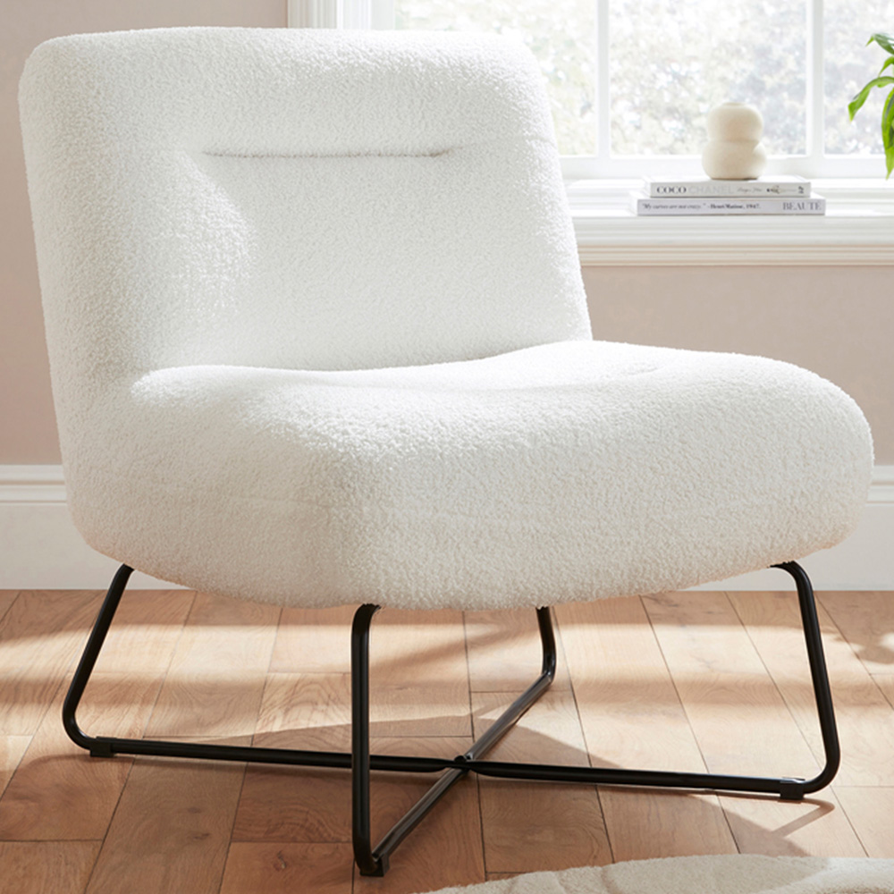 GFW Willow Cream Boucle Teddy Accent Chair Image 1