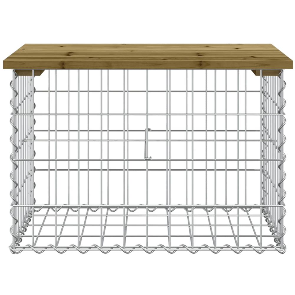 vidaXL Brown Solid Impregnated Pine Wood Gabion Design Garden Bench 63 x 44 x 42cm Image 2