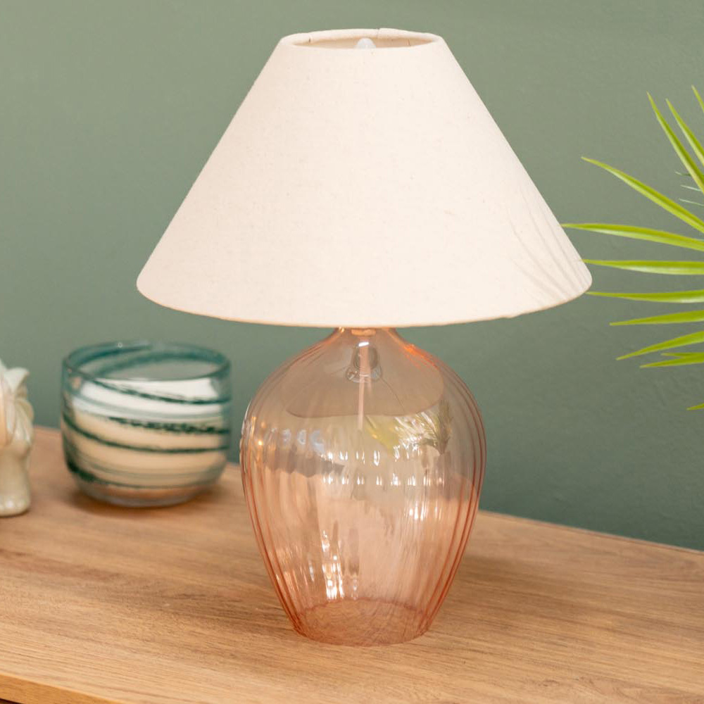 ValueLights Olivet Pink and Natural Taper Glass LED Table Lamp 2 Pack Image 5