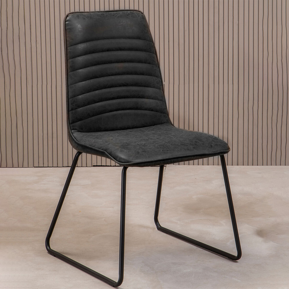 Premier Housewares New Foundry Black Leather Effect Accent Chair Image 1
