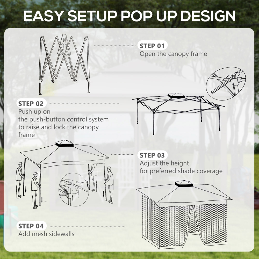 Outsunny 3 x 3m Khaki Double Roof Pop Up Gazebo Image 5