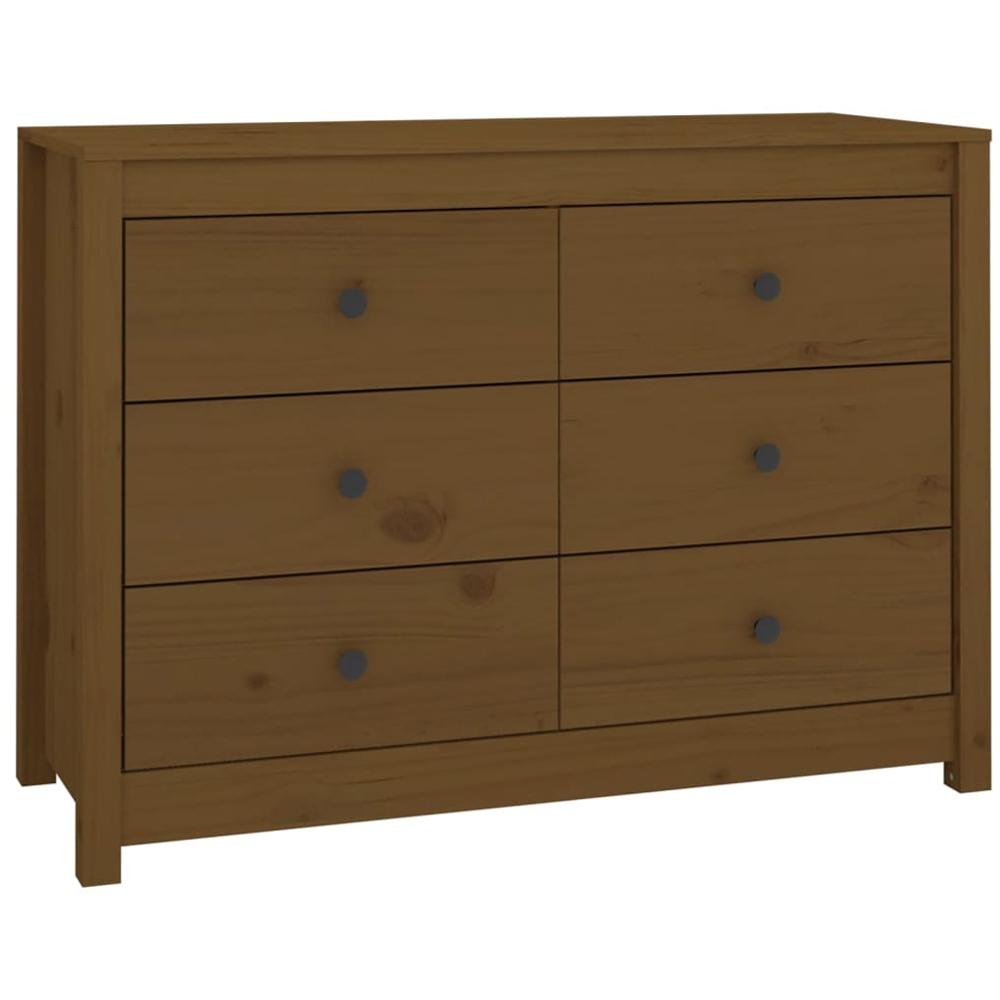 vidaXL 6 Drawer Honey Brown Side Cabinet Image 2