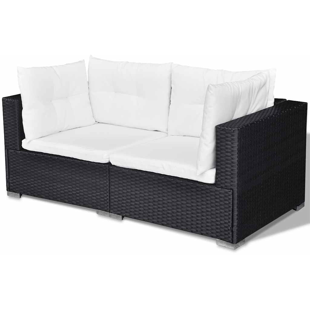 Walplus 5 Piece Black Poly Rattan Garden Lounge Set with Cushions Image 6