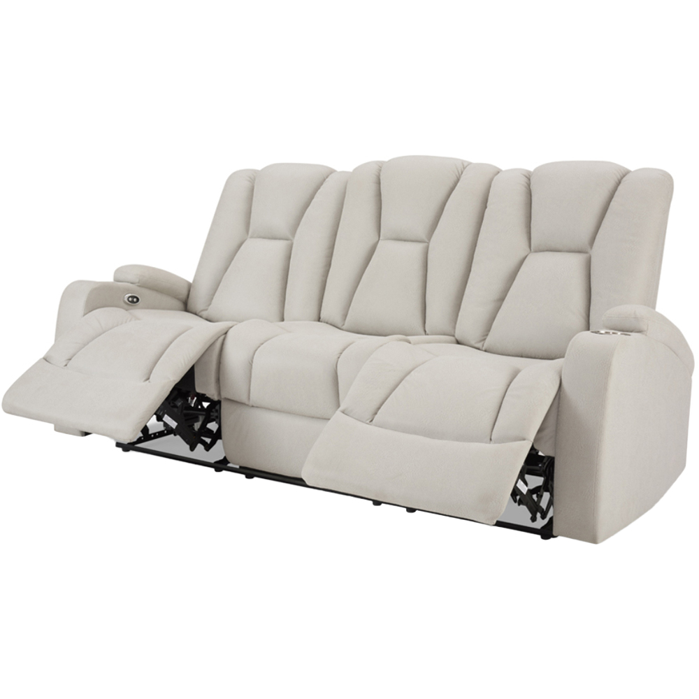 Home Detail Hannah 3 Seater Light Grey Air Leather Electric Recliner Sofa Image 5