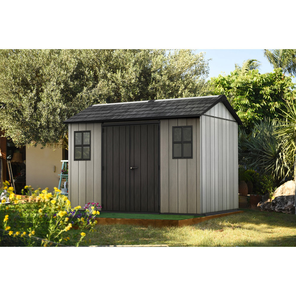 Keter Oakland 1175 Double Door Grey Outdoor Storage Shed Image 2