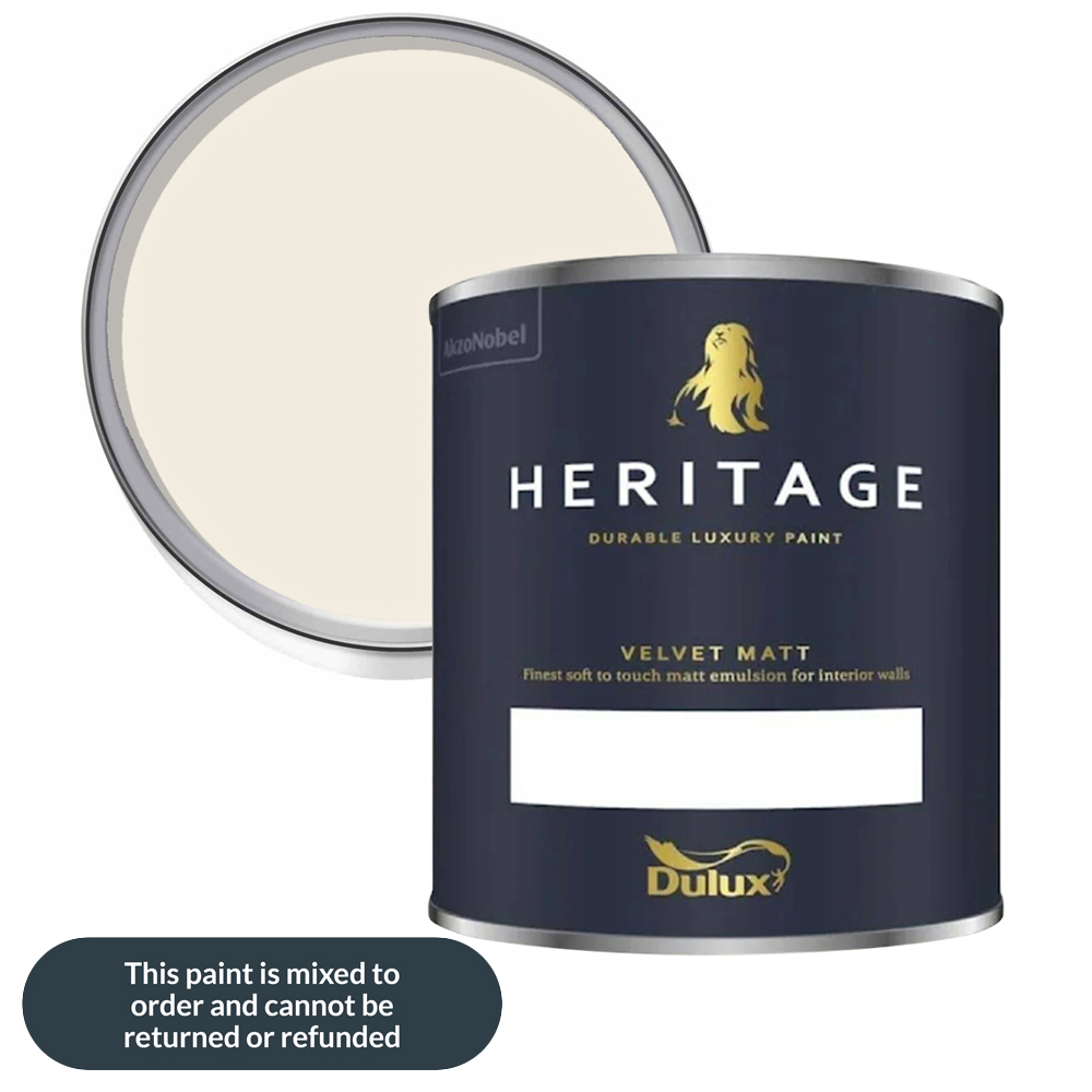 Dulux Heritage Walls and Ceilings Alabaster White Velvet Matt Emulsion Paint 1L Image 1