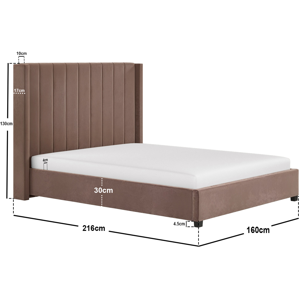Flair Tiggy King Size Chocolate Velvet Lift-Up Ottoman Bed with Winged Headboard Image 7