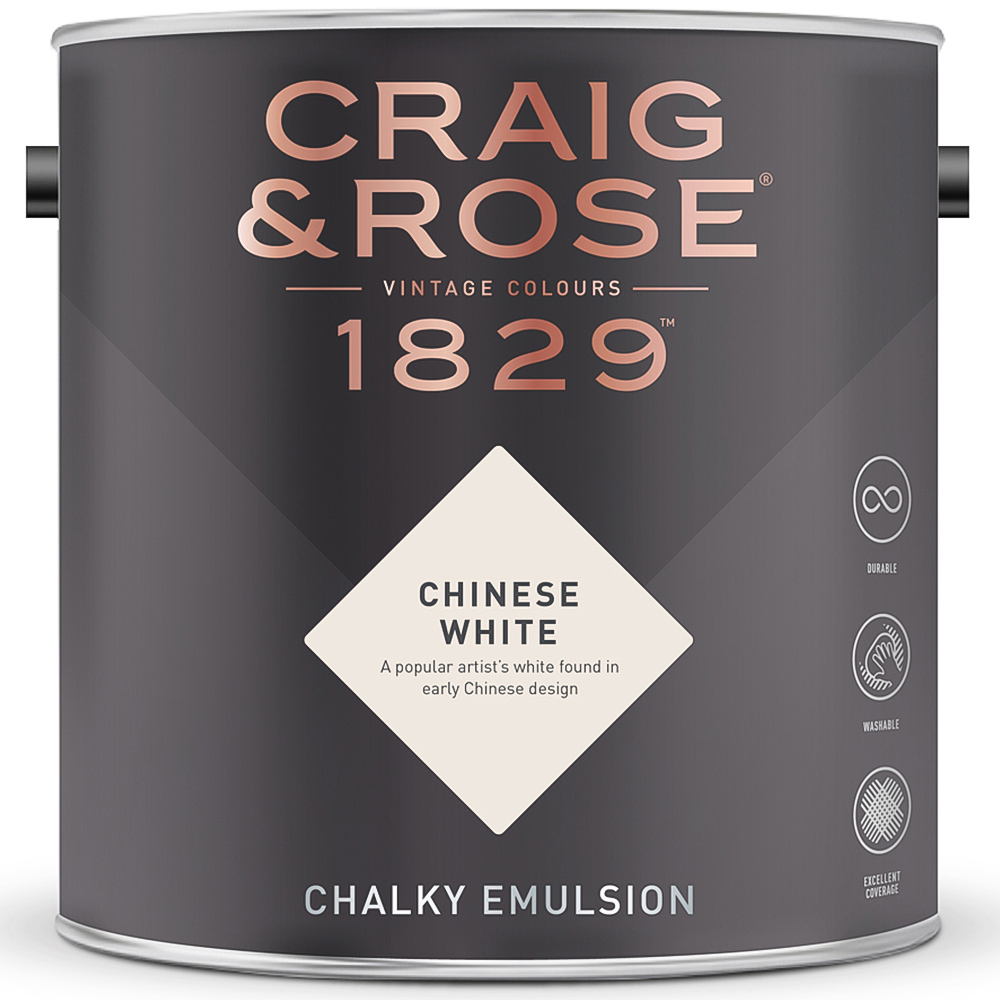 Craig & Rose 1829 Vintage Walls and Ceilings Chinese White Chalky Matt Emulsion Paint 2.5L Image 2