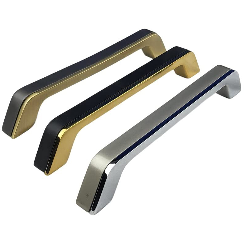 Golden Grace Satin Brass and Matt Grey Zeta Pull Handle Set 96mm Image 2