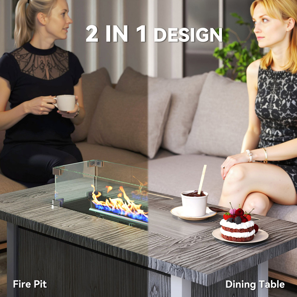 Outsunny Dark Grey 50000 BTU Gas Fire Pit Table with Cover Image 4